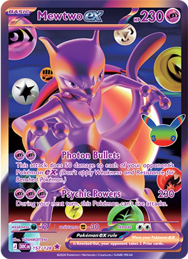 Mewtwo ex — Futuristic Rare — 30th Celebration